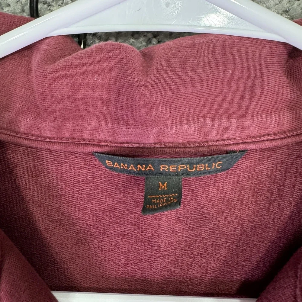 Banana Republic Shirt Mens Medium Red 1/4 Zip Collared Stretch Polo Casual